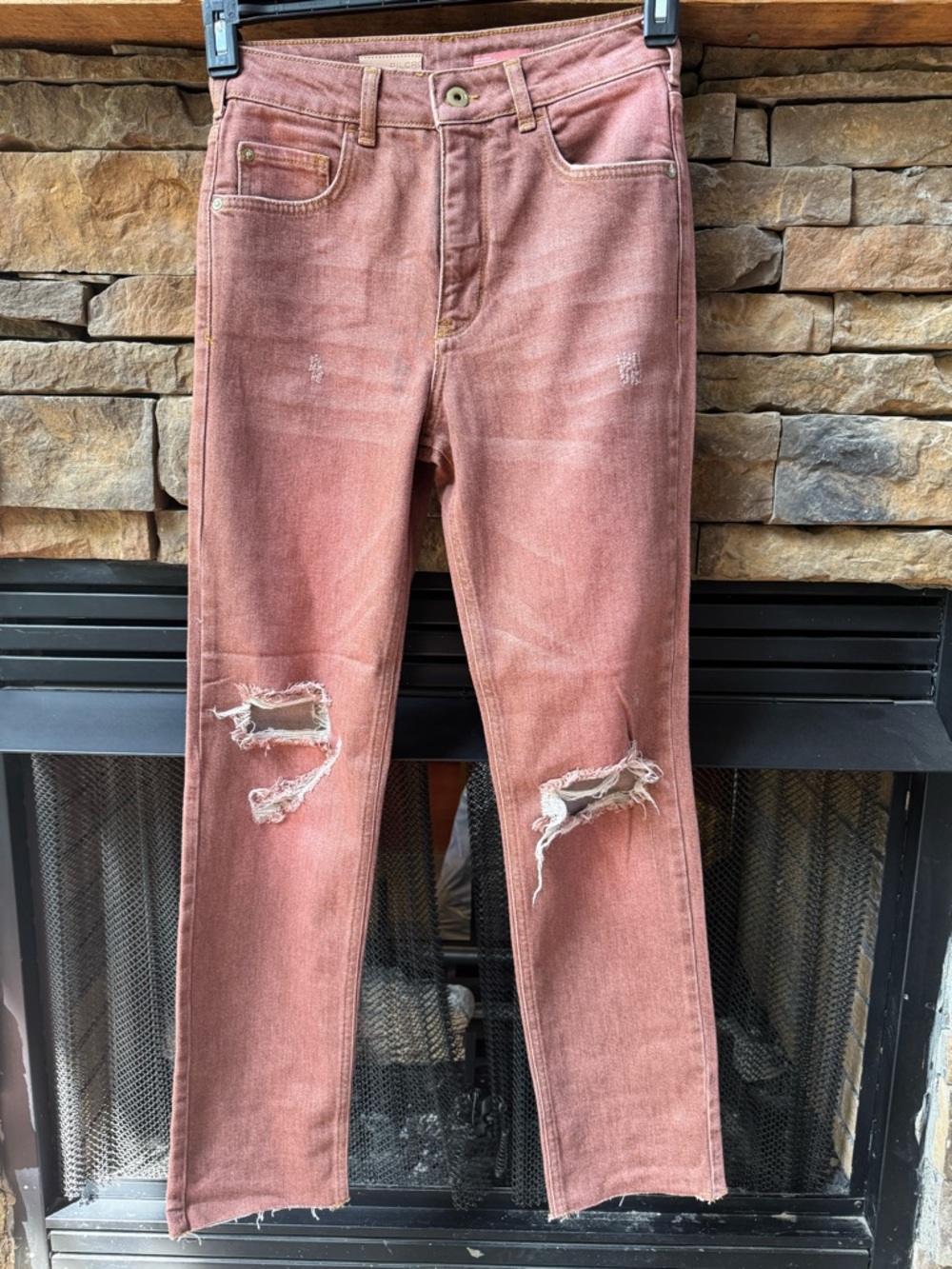 Anthropologie Pilcro Salmon Rust Red Straight-Leg Cropped Ankle Jeans - Picture 3 of 9
